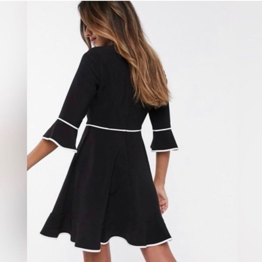 Ted Baker London Dindy Woven Skater Bow Dress Black White - Picture 2 of 11